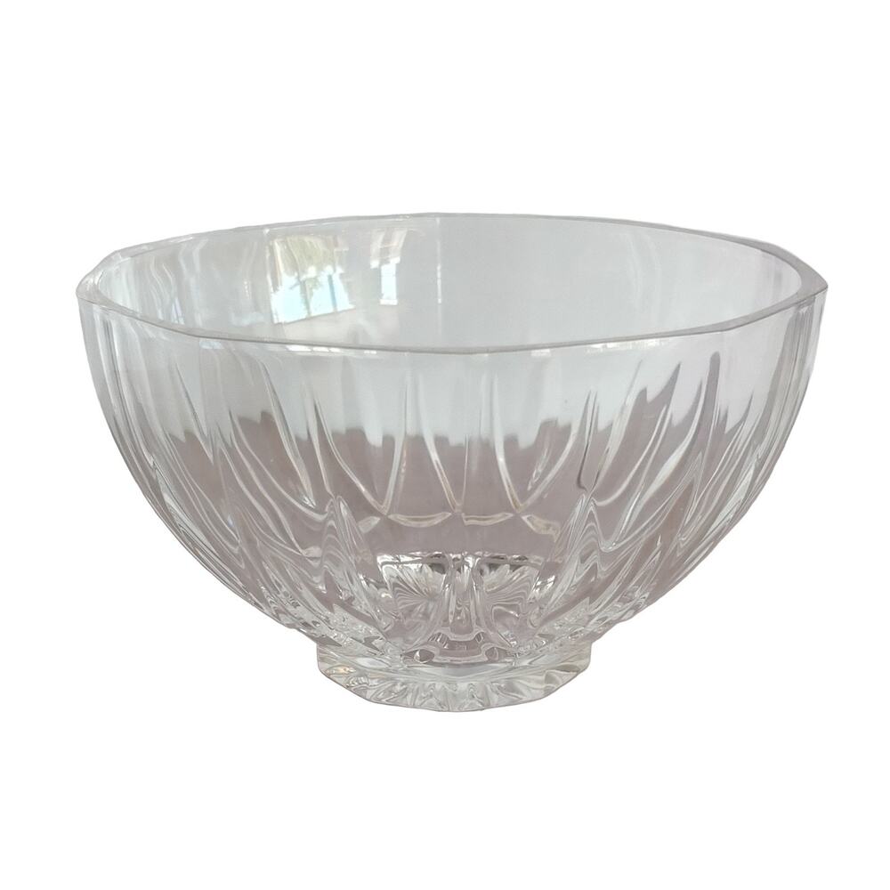Crystal Glass Decorative Bowl Elegant Faceted Vintage